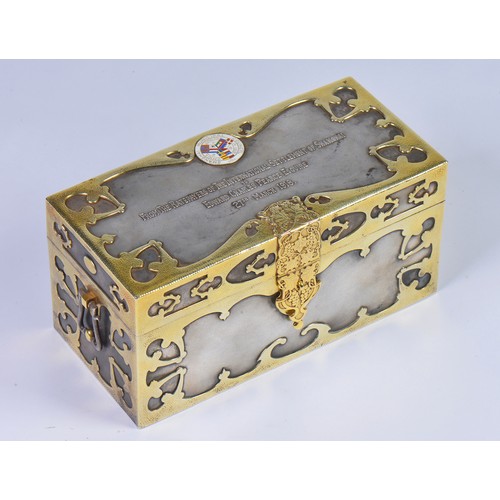 201 - A Very Rare Arts & Crafts period Gold Hand Hammered & Silver Overlaid Casket from 