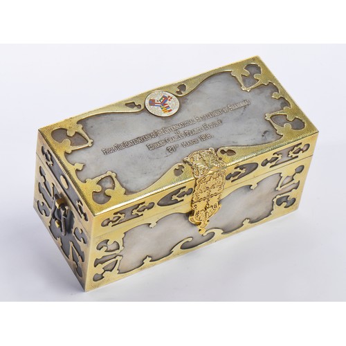 201 - A Very Rare Arts & Crafts period Gold Hand Hammered & Silver Overlaid Casket from 