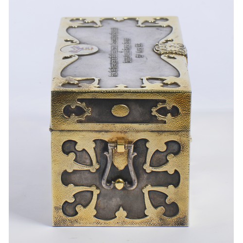 201 - A Very Rare Arts & Crafts period Gold Hand Hammered & Silver Overlaid Casket from 