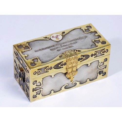 201 - A Very Rare Arts & Crafts period Gold Hand Hammered & Silver Overlaid Casket from 