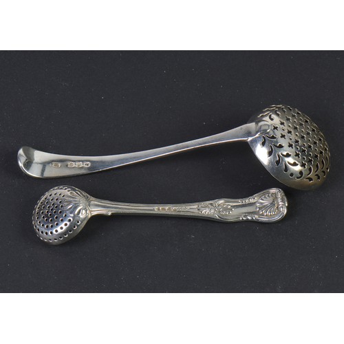 211 - A Georgian King's pattern Silver Spice Spoon & an Old English Georgian Sifter Spoon. Weighing: 74 gr... 