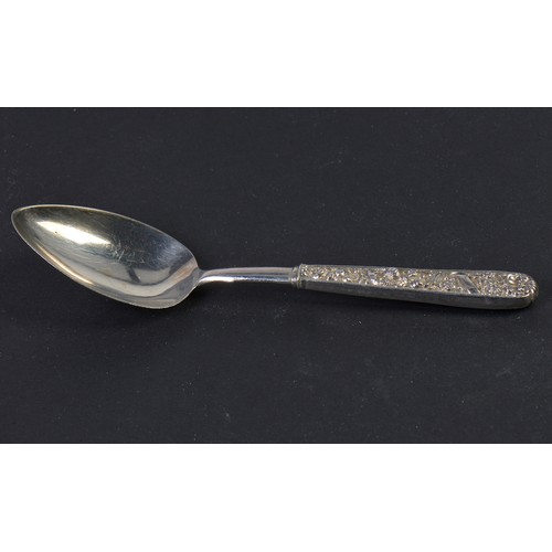 214 - A Silver Mother of Pearl handled Butter Knife, a Silver Fork with a Silver Handle & an Unusual Silve... 