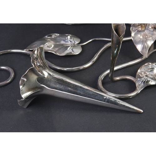 216 - A Naturistic Silver Plated Epergne. Measuring: 45cms long.