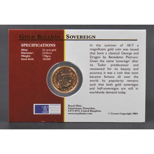 220 - A 2004 Gold Sovereign sealed in a Royal Mint Case.