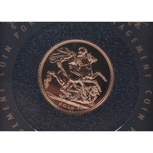 222 - A 2015 Proof Queen Elizabeth II Gold Sovereign with Certificate & contained in a Black Pouch.