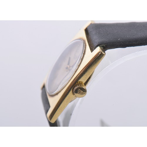 225 - A Vintage 18ct Gold Longines Ladies Square Wristwatch on an Original Black Leather Strap. Total Weig... 