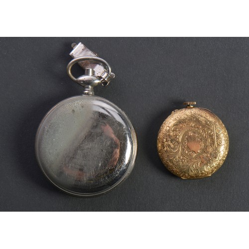 238 - A 18K Gold Pocket Watch with engraved decoration & one other in a nickel Case.