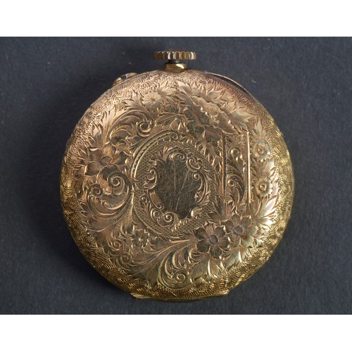 238 - A 18K Gold Pocket Watch with engraved decoration & one other in a nickel Case.