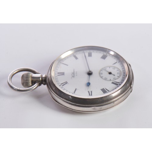 244 - A Waltham English Silver Cased Pocket Watch with Roman Numerals & Second Sweep.