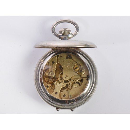 245 - A Railwayman's Signal Pocket Watch by Brevet No: 12660, Glass Back, Gold Hands & Sweep.