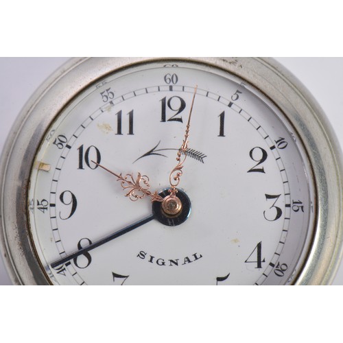 245 - A Railwayman's Signal Pocket Watch by Brevet No: 12660, Glass Back, Gold Hands & Sweep.