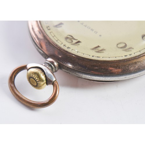 246 - A Drott Silver & Gold Coloured Keyless Pocket Watch with a painted Face, Gold Roman Numerals & Secon... 