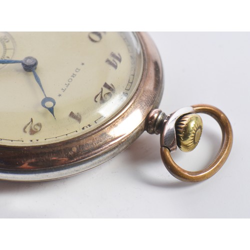 246 - A Drott Silver & Gold Coloured Keyless Pocket Watch with a painted Face, Gold Roman Numerals & Secon... 