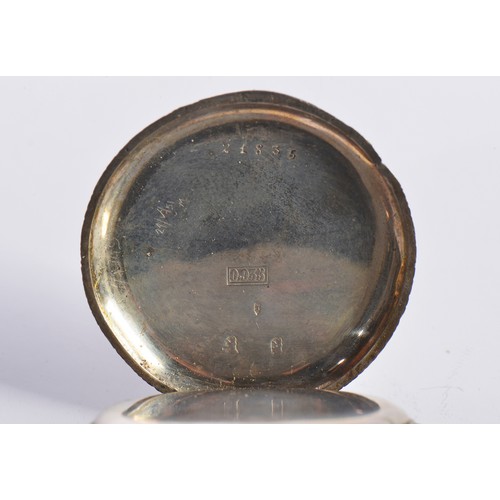 248 - A Ladies engraved Silver Fob Watch with a Swiss movement & shaped enamelled Face.