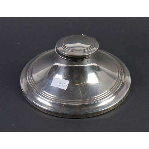 4 - A Silver Circular Capstan Inkwell. Birmingham U.