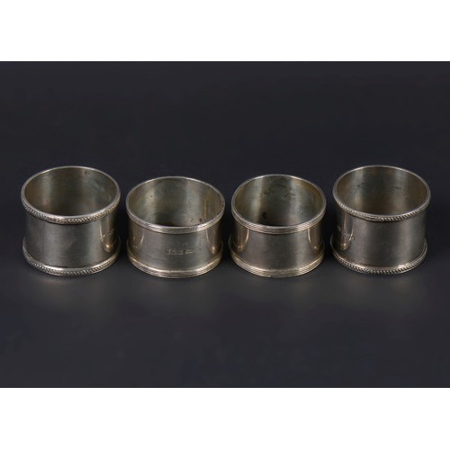 9 - Four Silver Napkin Rings. Weighing: 121 Grams.