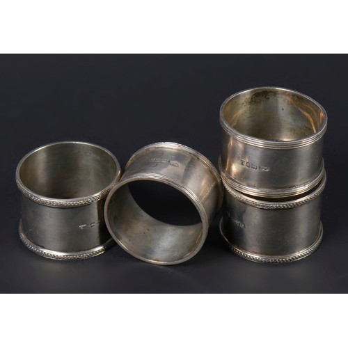 9 - Four Silver Napkin Rings. Weighing: 121 Grams.