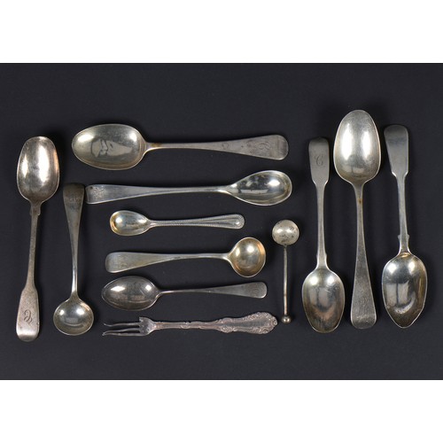 20 - A Collection of Silver Spoons, Mustard, Tea, Salt, etc. Weighing: 188 grams.