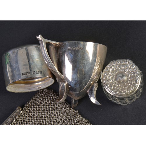 27 - A Silver Christening Set, Sheffield Q. Weighing: 61 Grams. A Silver Topped Cologne Bottle, Trinket B... 