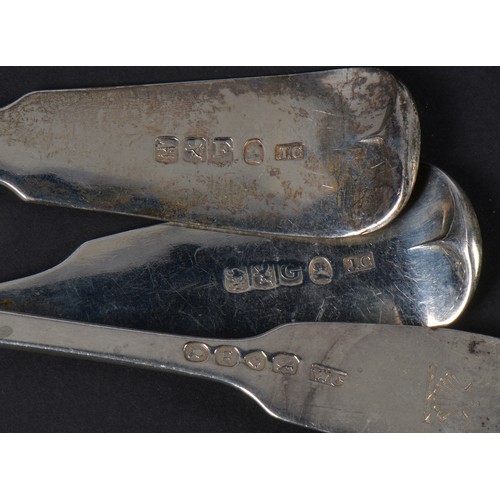 44 - Two Silver Fiddle patterned Table Spoons. Hallmarked: Glasgow P. Duty Mark. Maker's Mark: J.C. Numbe... 