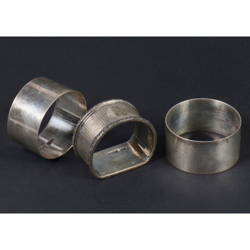 70 - Three Silver Napkin Rings. Weighing: 86 grams.