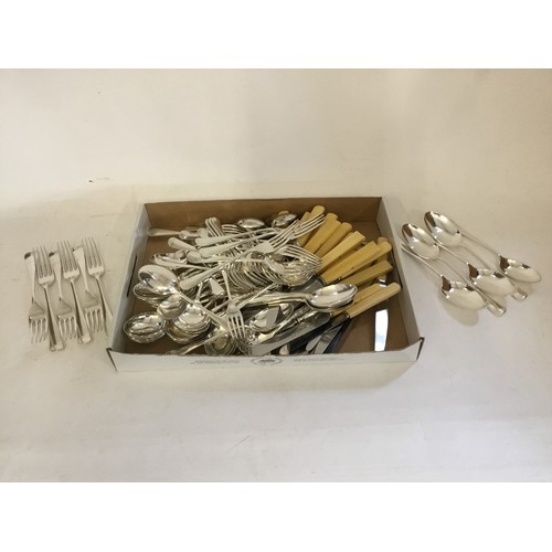 110 - A Large Collection of Hanoverian Rat Tailed Cutlery along with a Collection of Knives.Knives