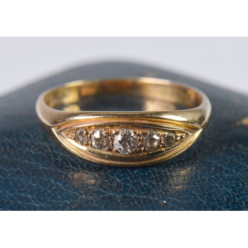 151 - A 18ct Gold Five Stone Diamond Ring. Size: R/S. Weighing: 3.8 Grams.