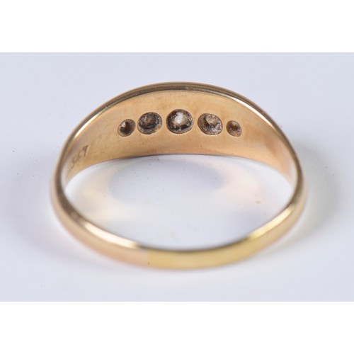 151 - A 18ct Gold Five Stone Diamond Ring. Size: R/S. Weighing: 3.8 Grams.