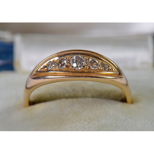 151 - A 18ct Gold Five Stone Diamond Ring. Size: R/S. Weighing: 3.8 Grams.