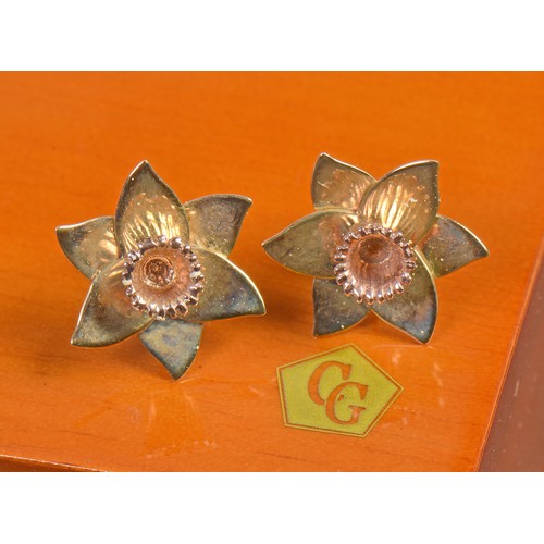 221 - A Pair of 9ct Gold Floral Petal shaped Pierced Earrings by Clogau contained in the Original Box with... 