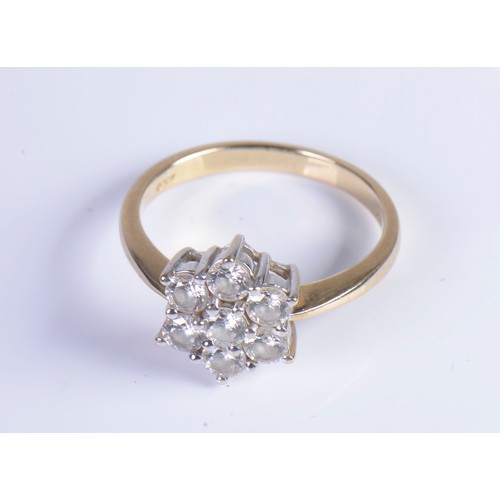 226 - A Ladies Petal shaped Cluster Ring mounted in 9ct Gold. Weighing: 3.4 grams. Size: O.