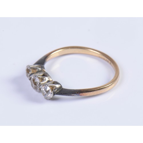 244 - A Ladies Three Stone Diamond Ring. Size: N. Weighing: 2.4 grams.