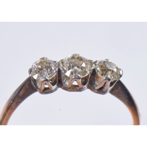 244 - A Ladies Three Stone Diamond Ring. Size: N. Weighing: 2.4 grams.