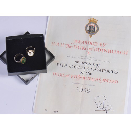 247 - The Duke of Edinburgh's Award 9ct Gold & Enamelled Motif Ring with crest on a white background & a s... 