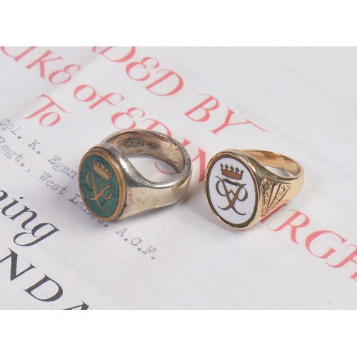 247 - The Duke of Edinburgh's Award 9ct Gold & Enamelled Motif Ring with crest on a white background & a s... 