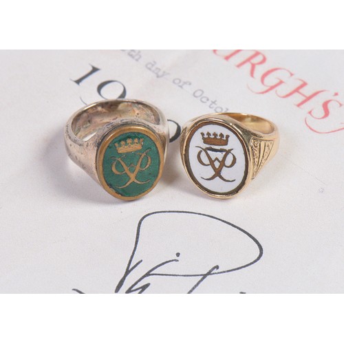 247 - The Duke of Edinburgh's Award 9ct Gold & Enamelled Motif Ring with crest on a white background & a s... 