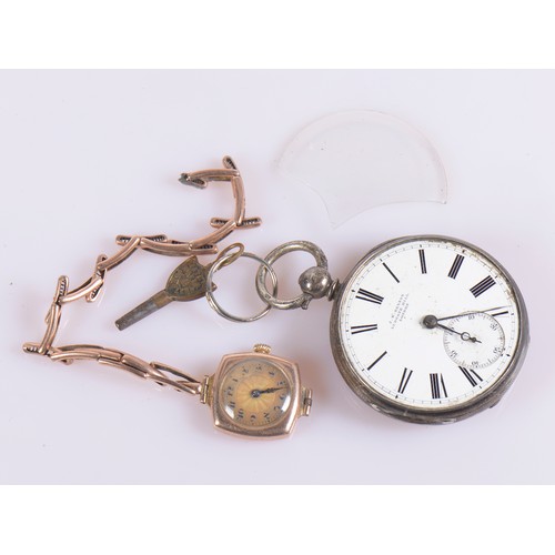 287 - A 9ct Gold cased Ladies Wristwatch & a J.W. Benson Silver Cased Pocket Watch. (AF).