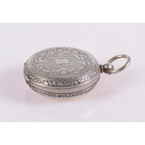 292 - A Swiss made Silver engraved Pocket Watch with an enamelled Face.