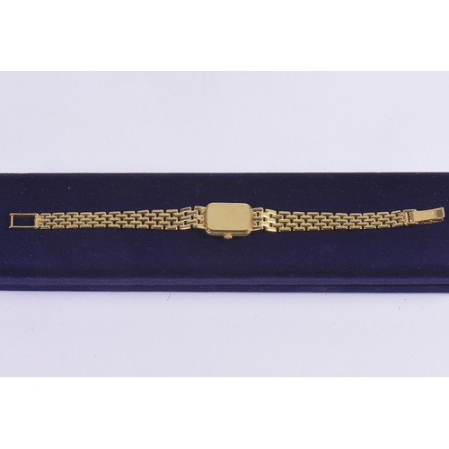 309 - A Ladies 18ct Gold Longines Wristwatch on a flexible Bar Link with a square face. Weighing: 30.8 gra... 