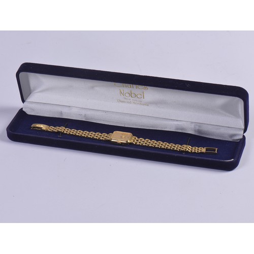 309 - A Ladies 18ct Gold Longines Wristwatch on a flexible Bar Link with a square face. Weighing: 30.8 gra... 