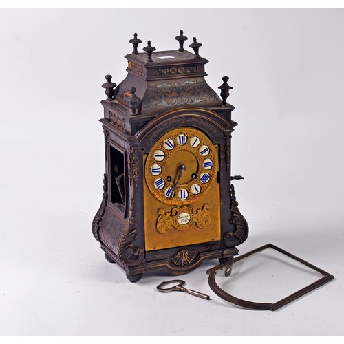 320 - A Late 19th Century French Boulle & Gilt metal mounted Drawing Room Clock with a Brass Face & Blue e... 