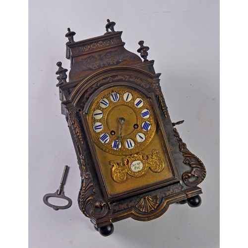 320 - A Late 19th Century French Boulle & Gilt metal mounted Drawing Room Clock with a Brass Face & Blue e... 