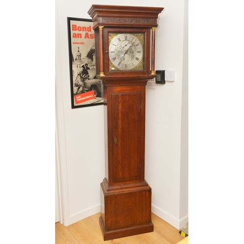 331 - A Georgian Oak & Banded Long Case Clock with Nickel Silver Chaptering, Roman Numerals, Second Sweep,... 