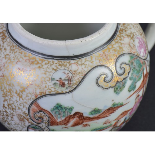 354 - A 17th/18th Century Famile Rose Tea Pot. Measuring: 12.5cms high.