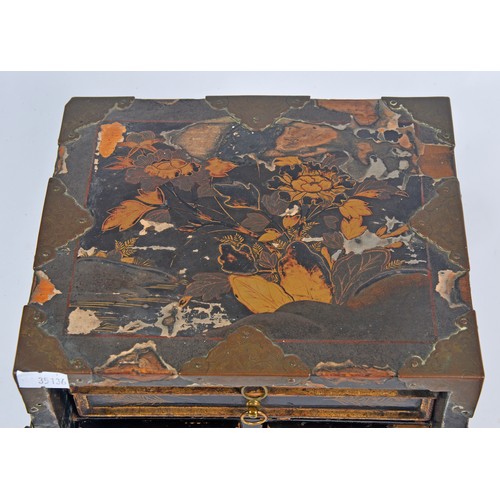 376 - A 17th/18th Century Japanese Lacquered & Decorated 18th Century Table Cabinet with a fitted interior... 