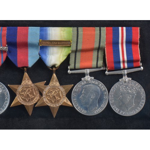 575 - A Framed Set of WWII Medals to include The George Medal (Laurel Leaf Bar), Atlantic (France & German... 