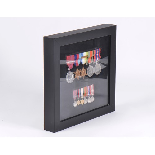 575 - A Framed Set of WWII Medals to include The George Medal (Laurel Leaf Bar), Atlantic (France & German... 