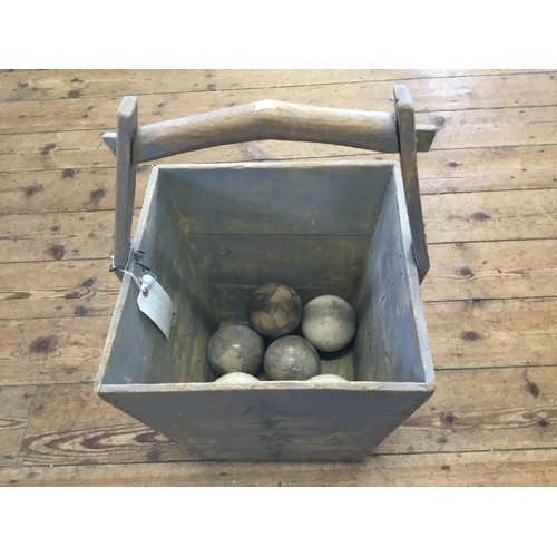 592 - A Large Chinese Handled Rice Bucket & a selection of Vietnamese Balls.