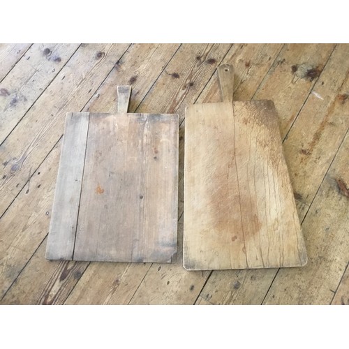 593 - Two Large Vintage French Baguette Chopping Boards with Square Handles.