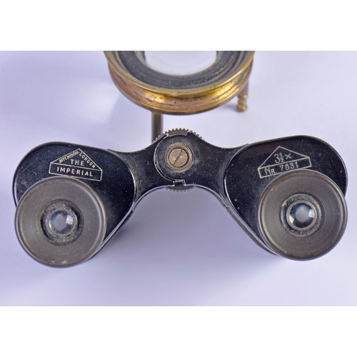 602 - A Victorian Brass Adjustable Picture Viewer & a Pair of Imperial Binoculars.